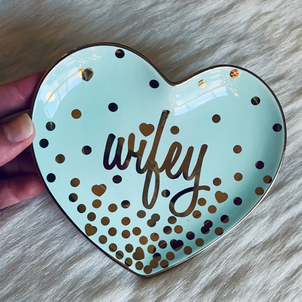 Wifey Gold And Tiffany Blue Heart Trinket Dish